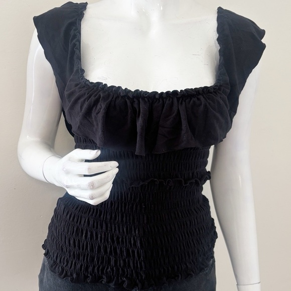 Moda International Tops - Vintage Moda International Victoria’s Secret Brand Black Ruffled & Smocked Tank